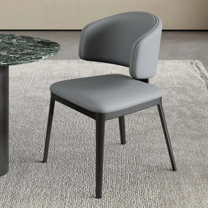 Modern Leather Curved Wingback Dining Chair — Dark Gray