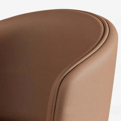 Modern Leather Curved Wingback Dining Chair — Coffee