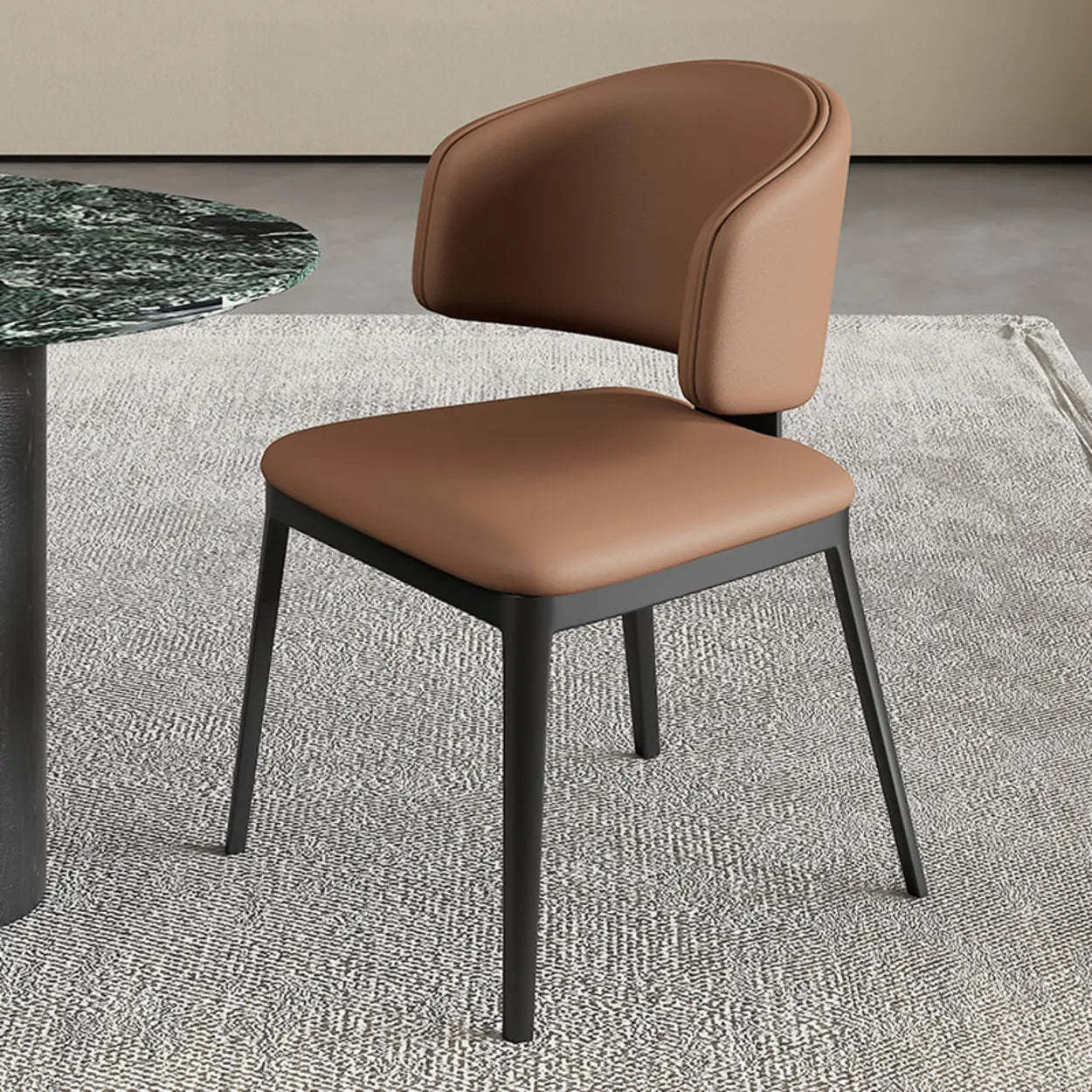 Modern Leather Curved Wingback Dining Chair