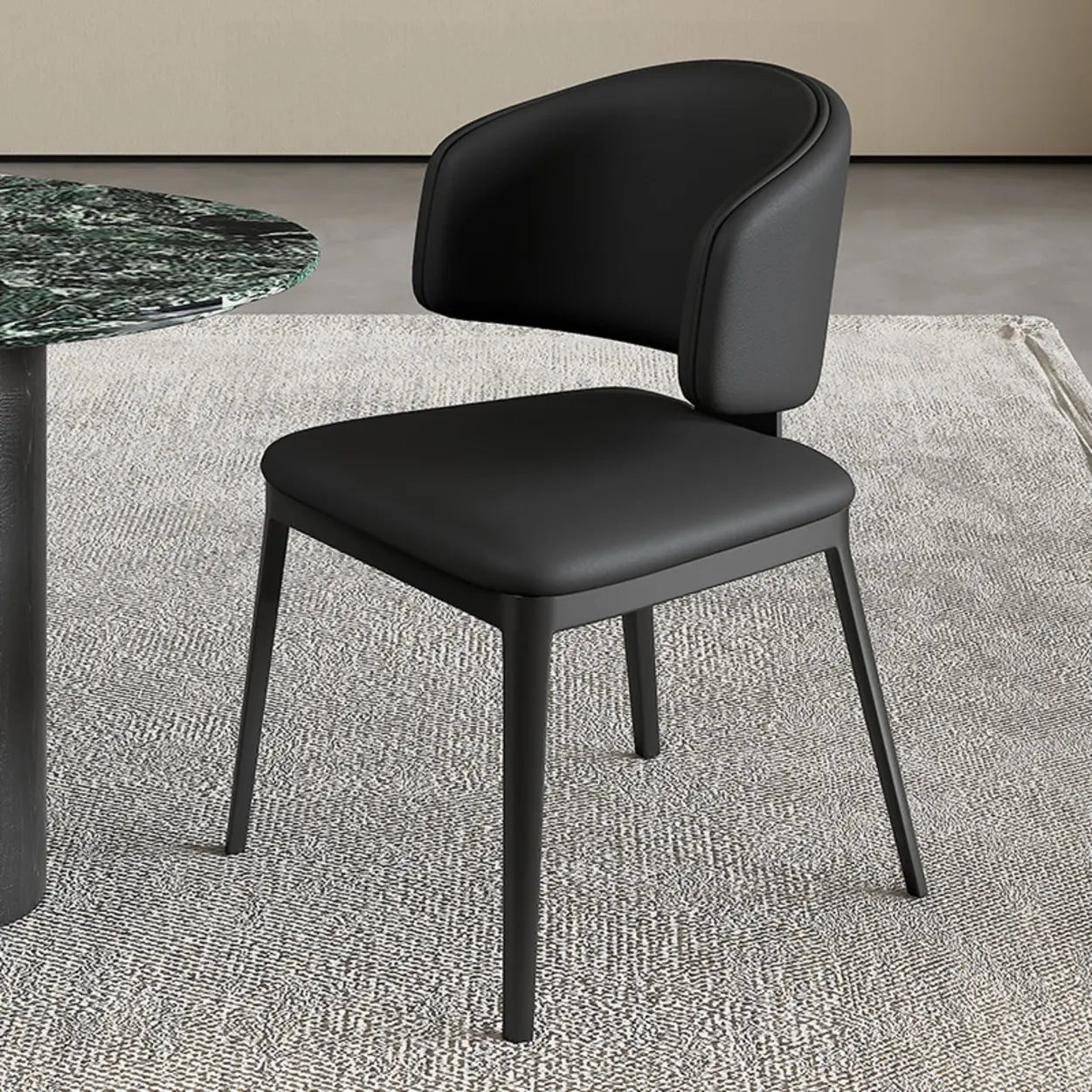 Modern Leather Curved Wingback Dining Chair