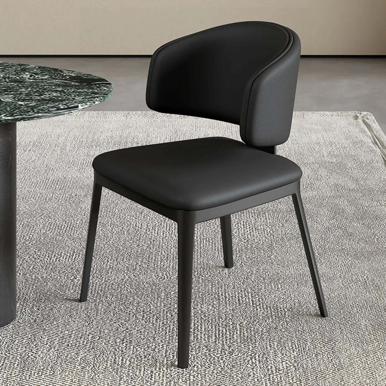 Modern Leather Curved Wingback Dining Chair