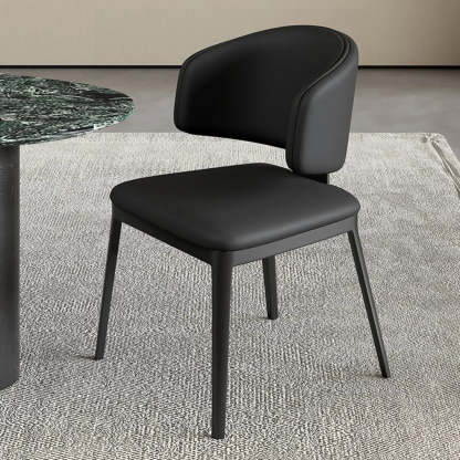 Modern Leather Curved Wingback Dining Chair