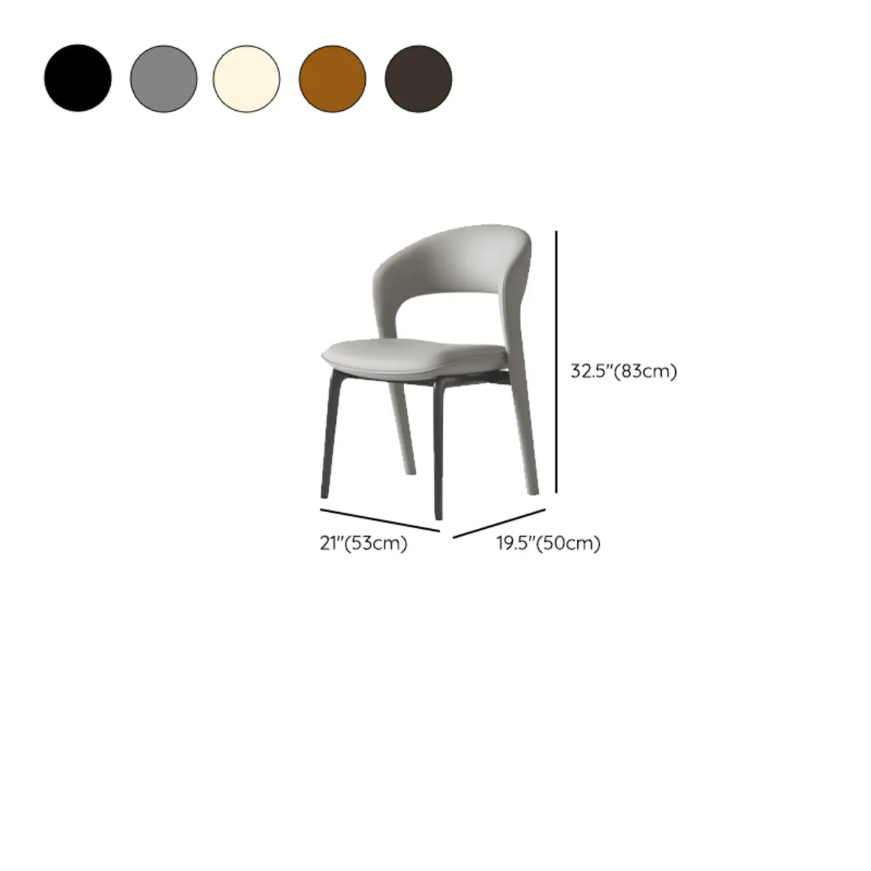 Modern Leather Ergonomic Curved-Back Dining Chair