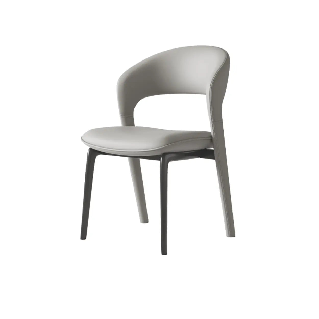 Modern Leather Ergonomic Curved-Back Dining Chair — Black / Microfiber Leather