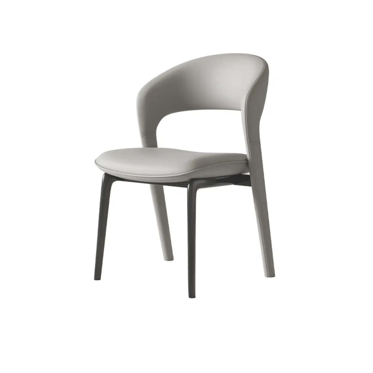 Modern Leather Ergonomic Curved-Back Dining Chair — Black / Microfiber Leather