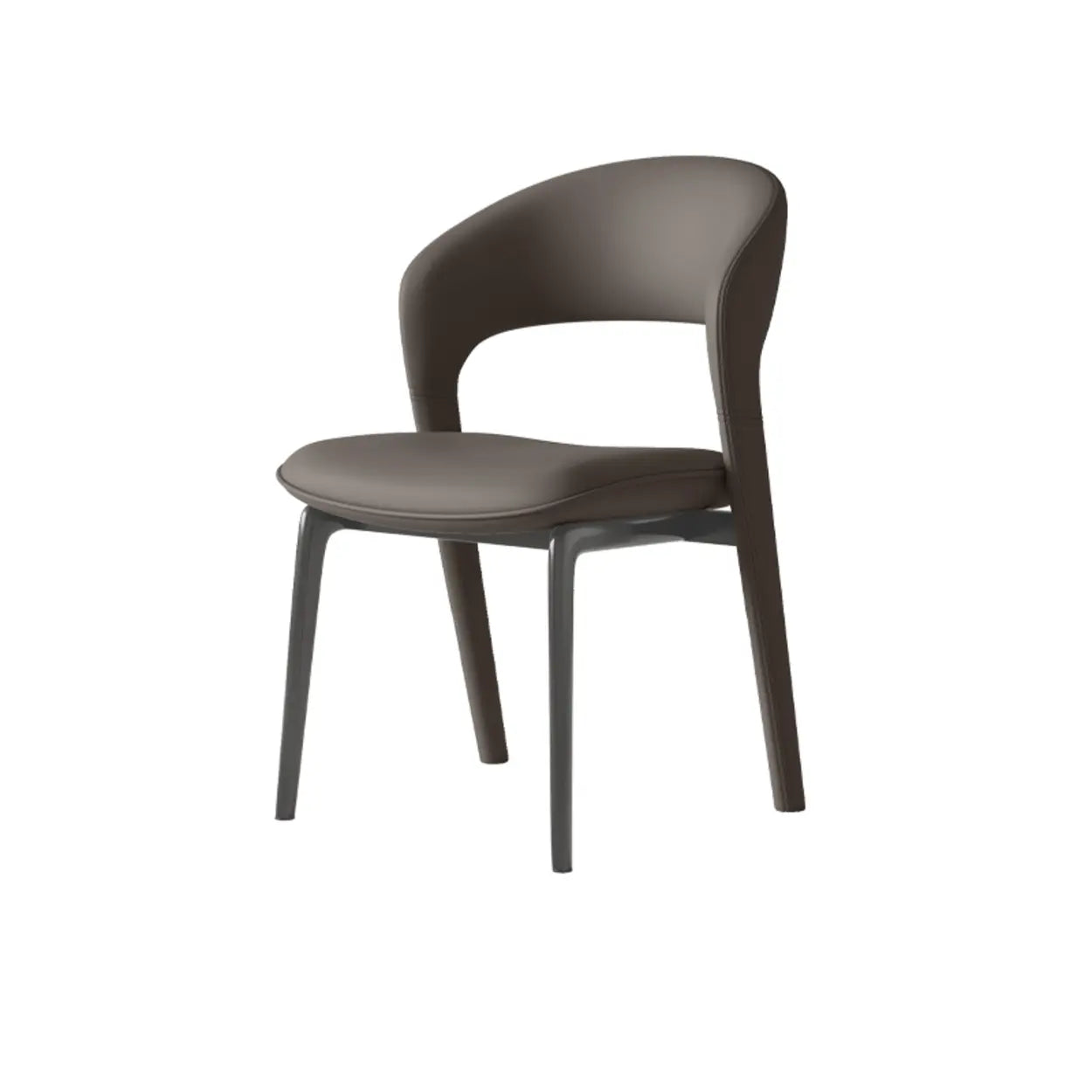 Modern Leather Ergonomic Curved-Back Dining Chair — off-white / Genuine Leather