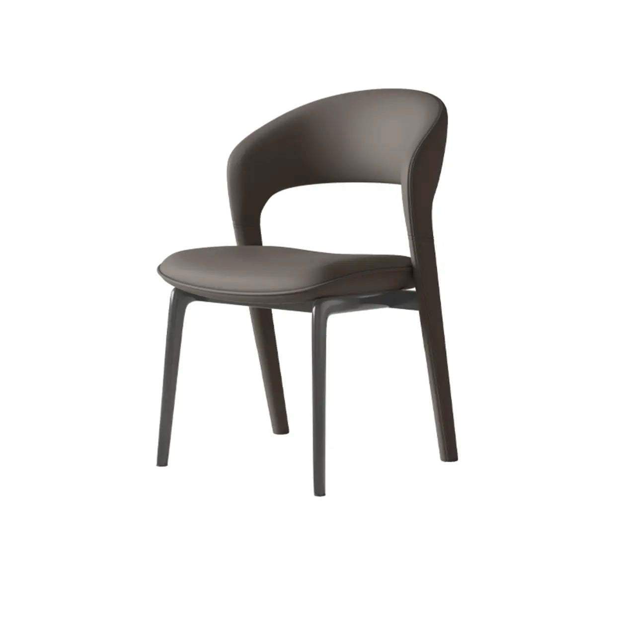 Modern Leather Ergonomic Curved-Back Dining Chair — off-white / Genuine Leather
