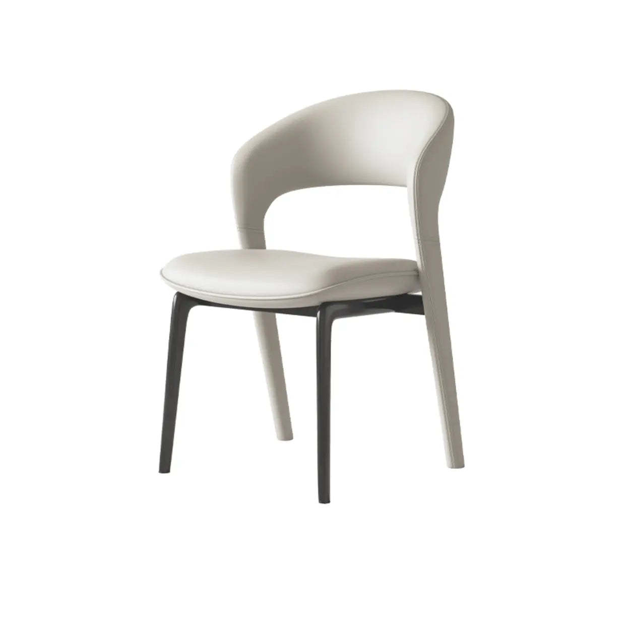 Modern Leather Ergonomic Curved-Back Dining Chair — Orange/Brown / Genuine Leather