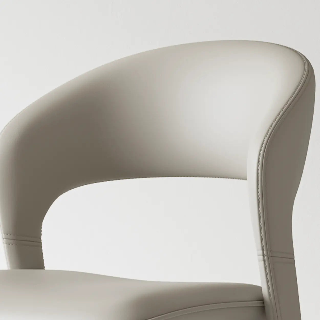Modern Leather Ergonomic Curved-Back Dining Chair — Grey / Microfiber Leather