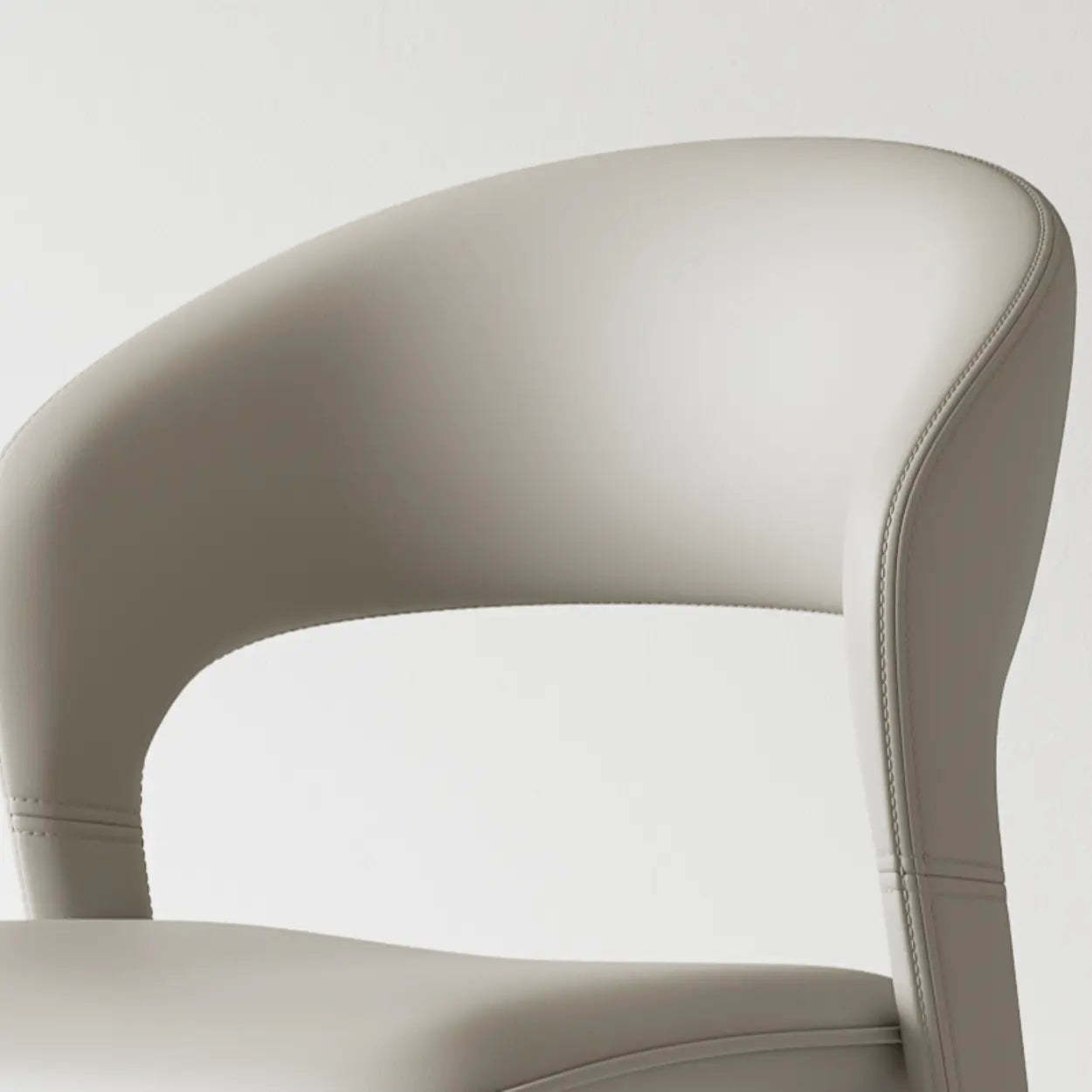 Modern Leather Ergonomic Curved-Back Dining Chair — Grey / Microfiber Leather