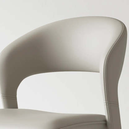 Modern Leather Ergonomic Curved-Back Dining Chair — Grey / Microfiber Leather