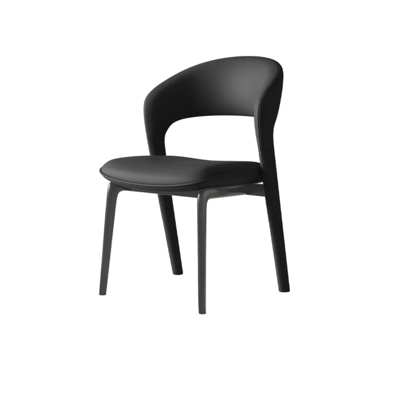 Modern Leather Ergonomic Curved-Back Dining Chair — Dark Coffee / Genuine Leather