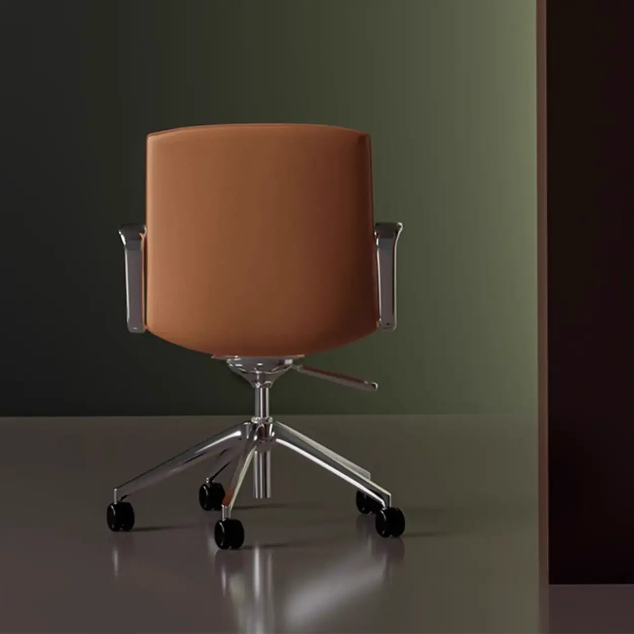 Modern Leather High-Back Swivel Armrest Office Chair — Orange