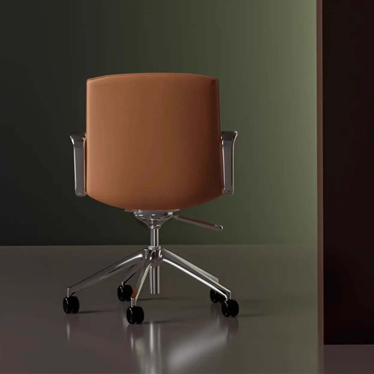 Modern Leather High-Back Swivel Armrest Office Chair — Orange