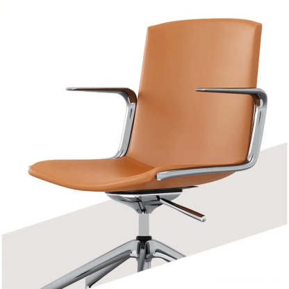 Modern Leather High-Back Swivel Armrest Office Chair
