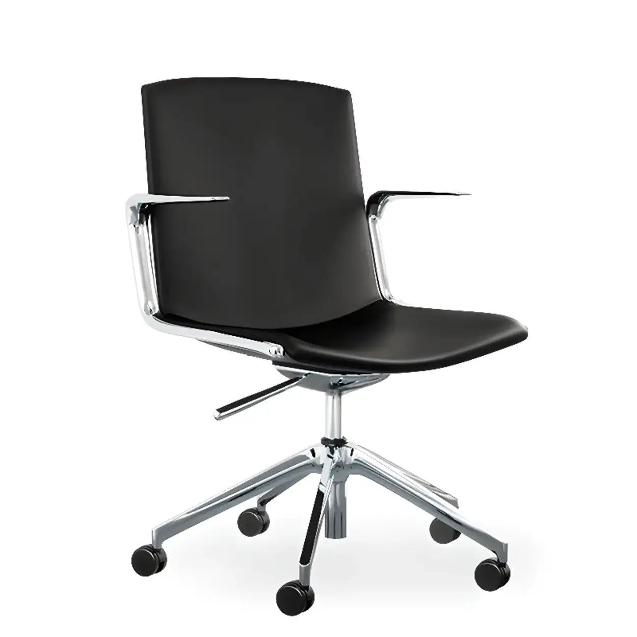 Modern Leather High-Back Swivel Armrest Office Chair