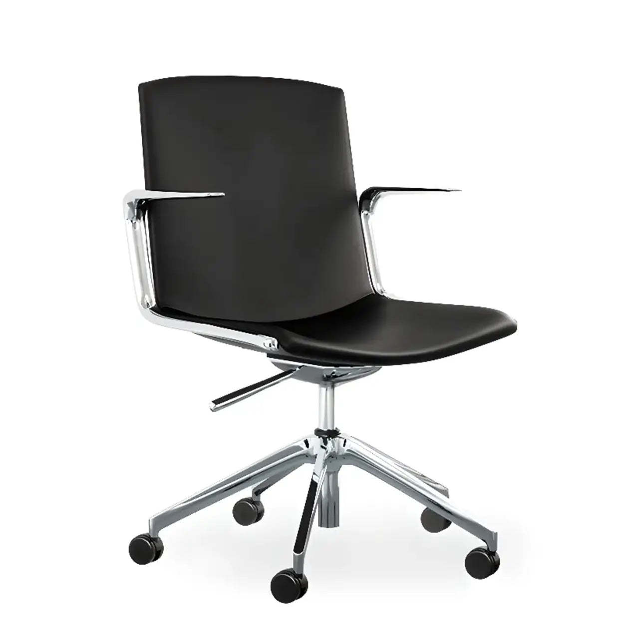 Modern Leather High-Back Swivel Armrest Office Chair
