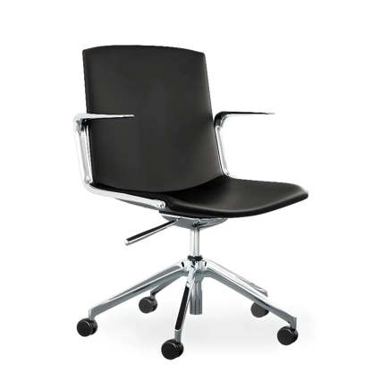 Modern Leather High-Back Swivel Armrest Office Chair