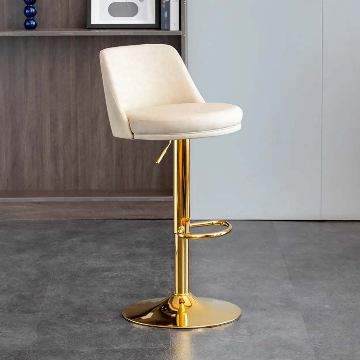 Modern Leather Swivel Bar Stool with Footrest