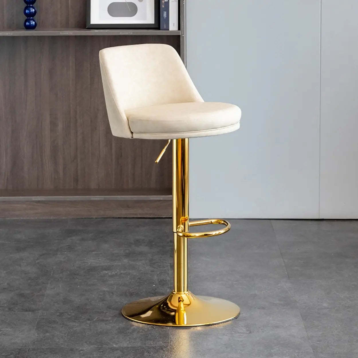 Modern Leather Swivel Bar Stool with Footrest