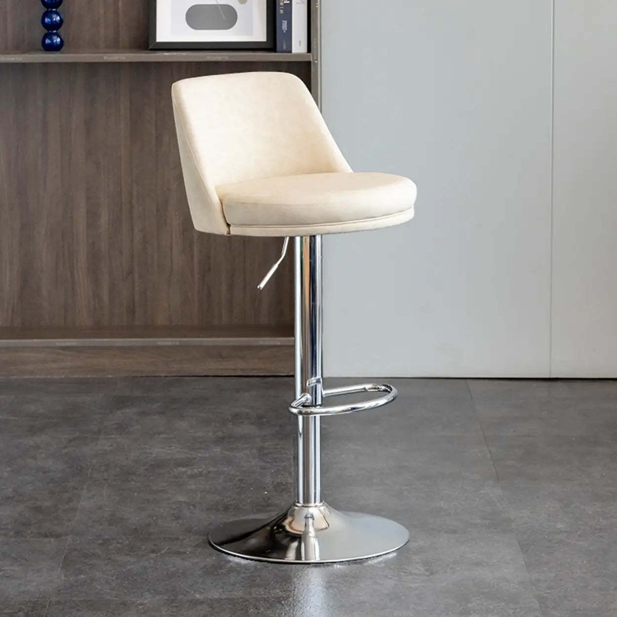 Modern Leather Swivel Bar Stool with Footrest — Black / Brown