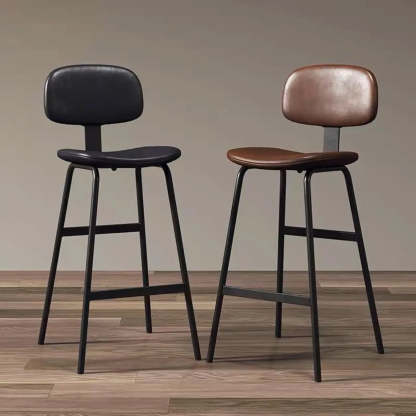 Modern Leather Low Back Saddle Counter Bar Stool — Black
