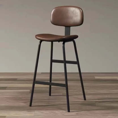 Modern Leather Low Back Saddle Counter Bar Stool — Black