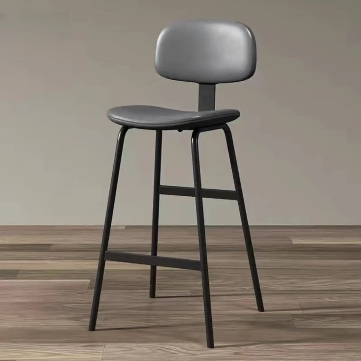 Modern Leather Low Back Saddle Counter Bar Stool — Black