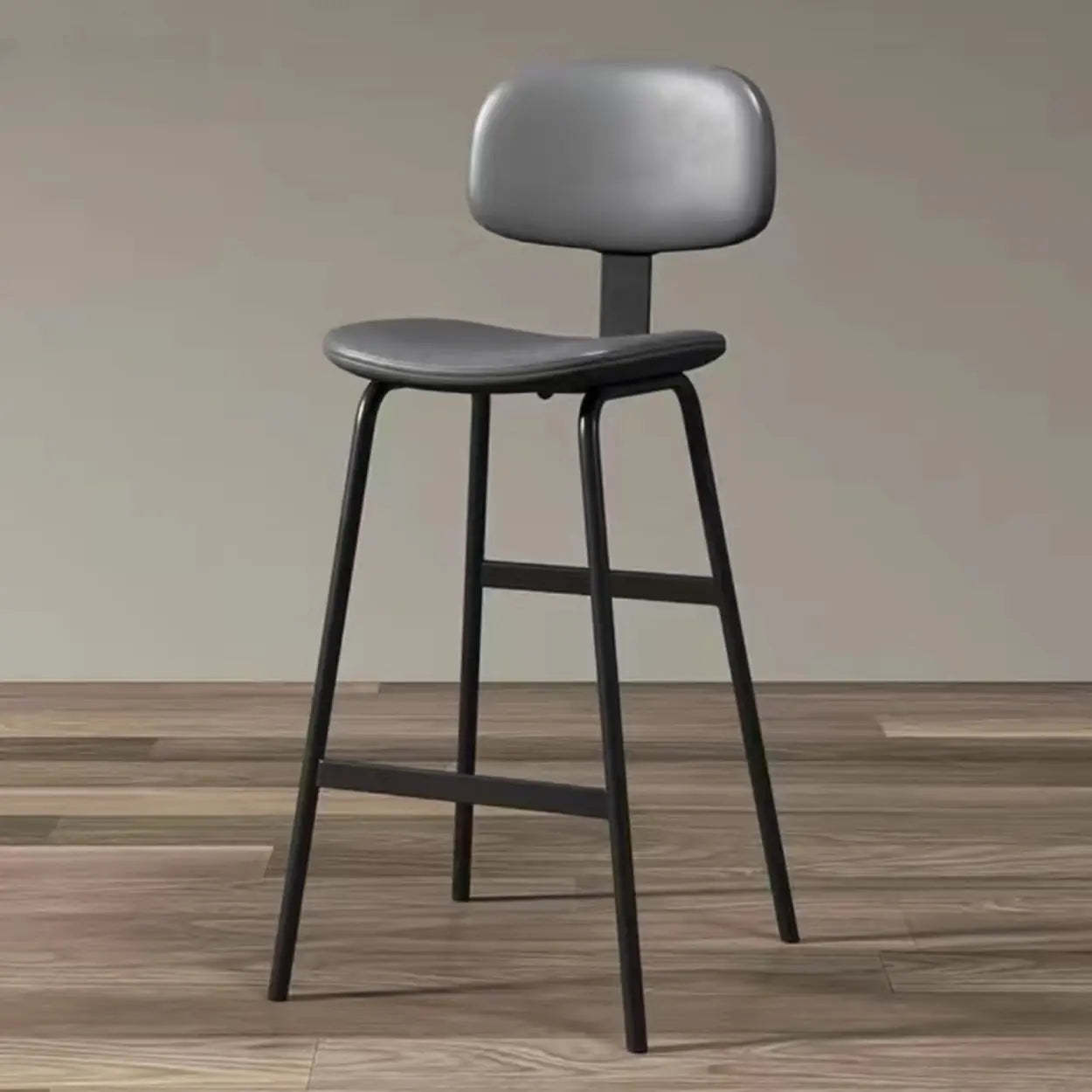 Modern Leather Low Back Saddle Counter Bar Stool — Black