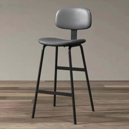Modern Leather Low Back Saddle Counter Bar Stool — Black