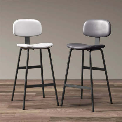 Modern Leather Low Back Saddle Counter Bar Stool — Brown