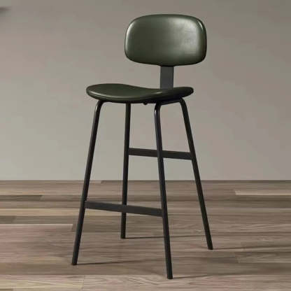 Modern Leather Low Back Saddle Counter Bar Stool — Brown