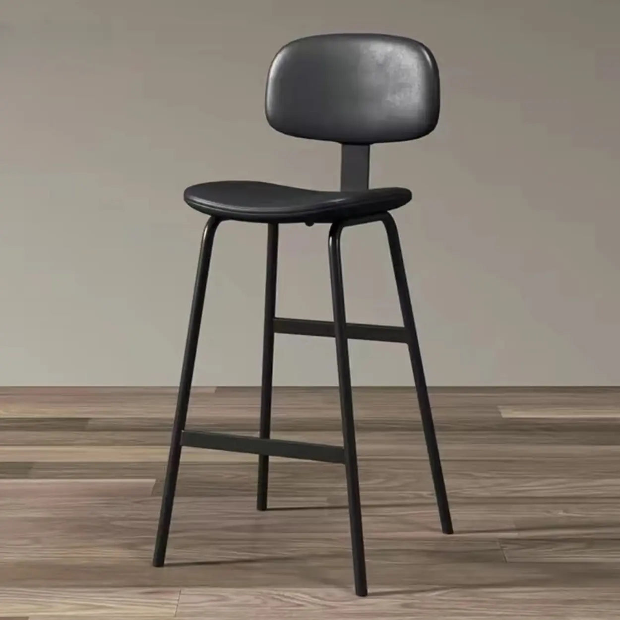 Modern Leather Low Back Saddle Counter Bar Stool — Blackish Green