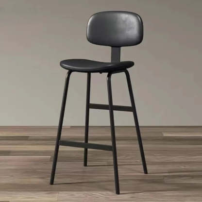 Modern Leather Low Back Saddle Counter Bar Stool — Blackish Green