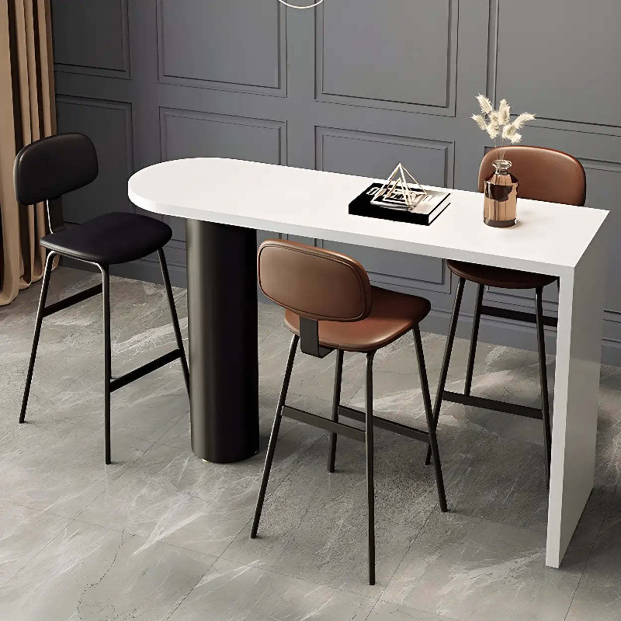 Modern Leather Low Back Saddle Counter Bar Stool — Blackish Green