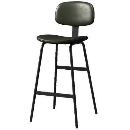 Modern Leather Low Back Saddle Counter Bar Stool — Blackish Green
