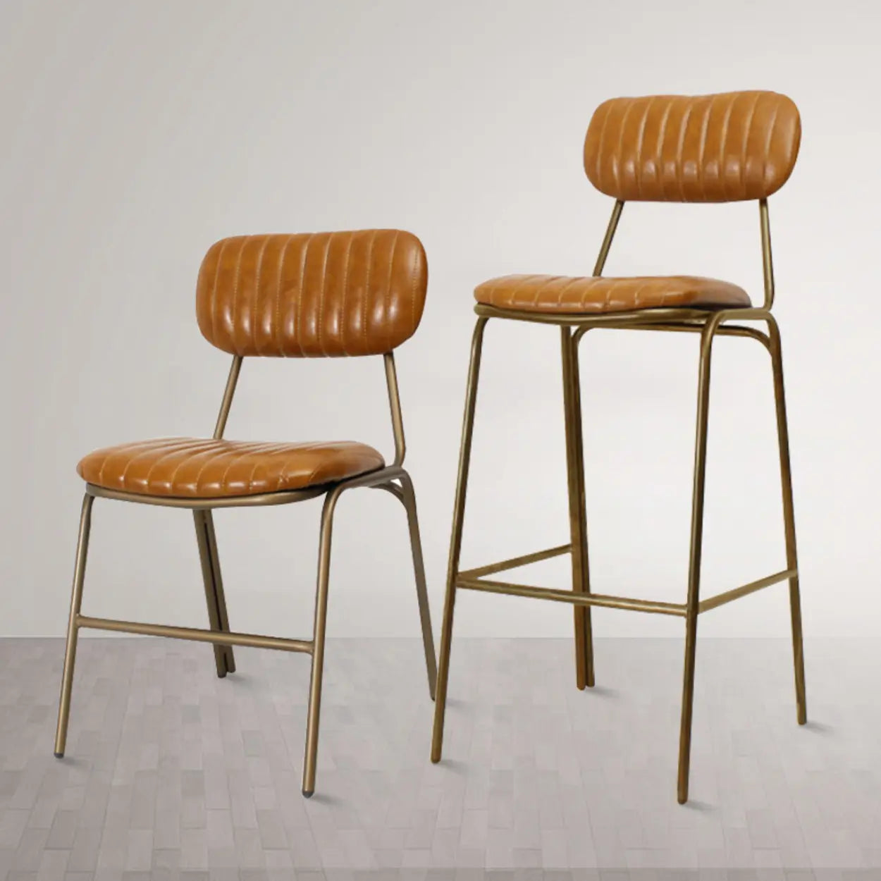 Modern Leather Metal Saddle Bar Stool