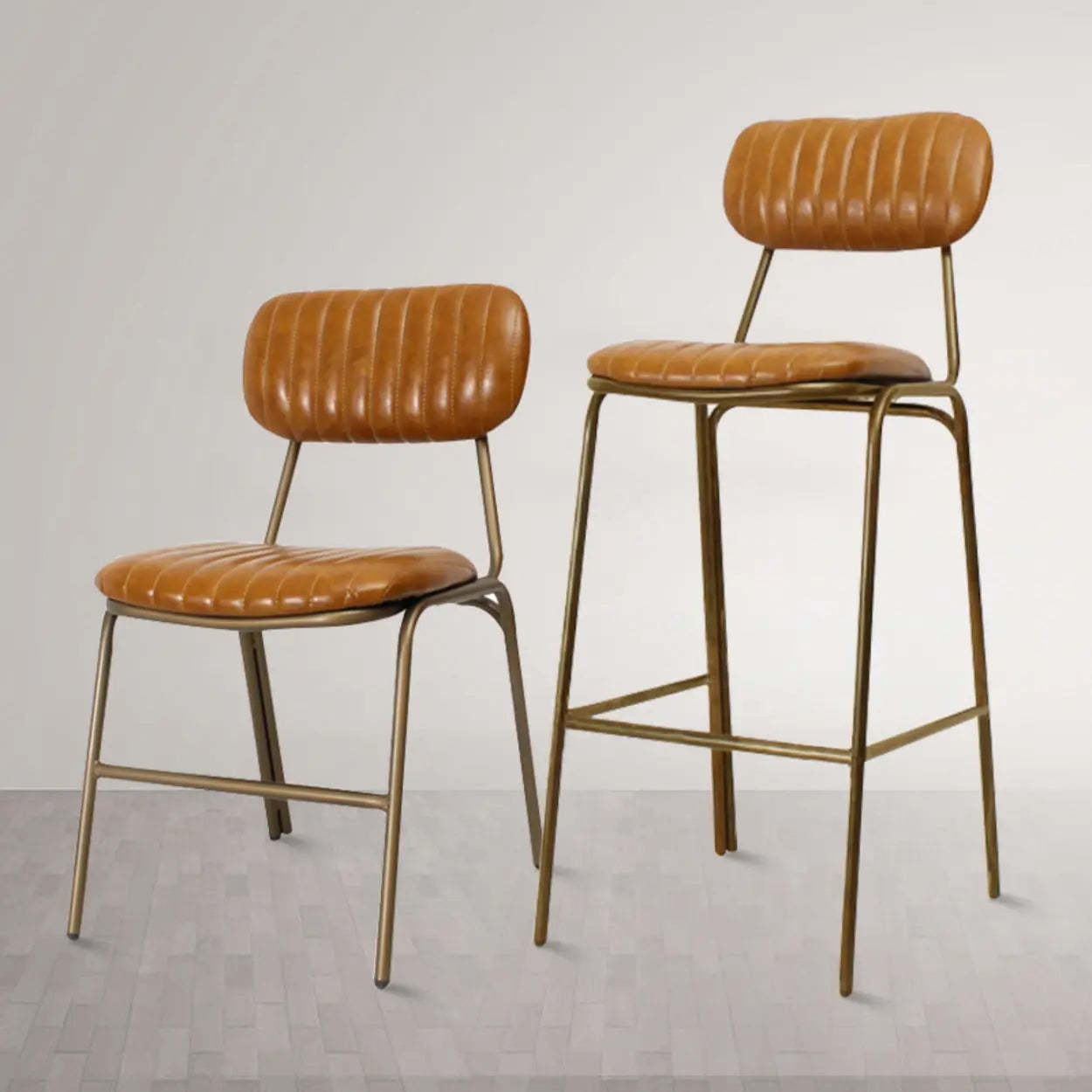 Modern Leather Metal Saddle Bar Stool — Black
