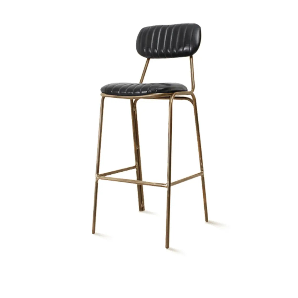 Modern Leather Metal Saddle Bar Stool — Black