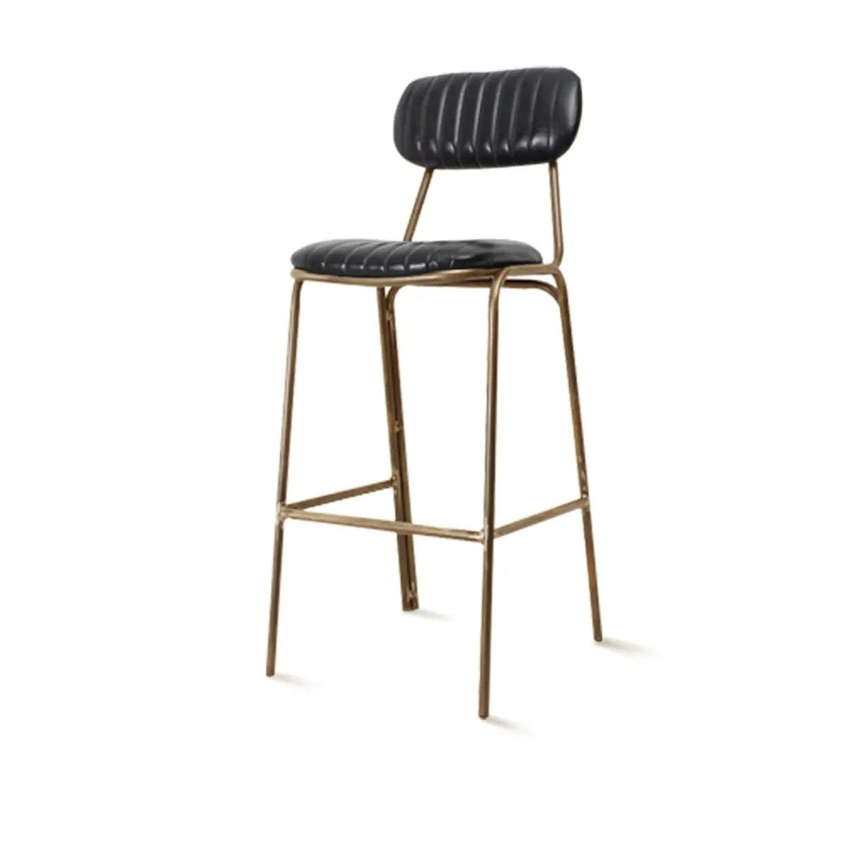 Modern Leather Metal Saddle Bar Stool — Black