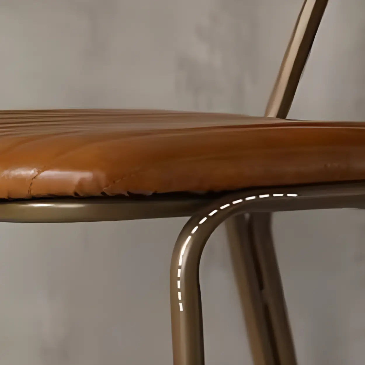 Modern Leather Metal Saddle Bar Stool