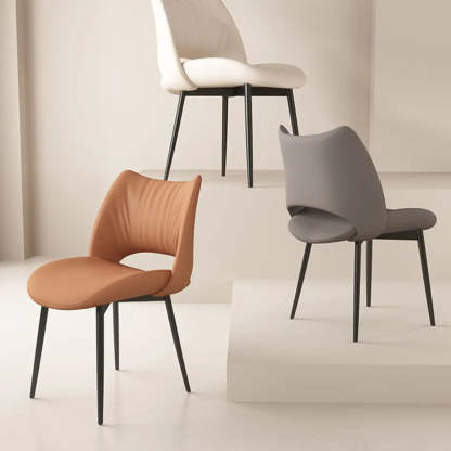Modern Leather Open Back Dining Chair — Gray