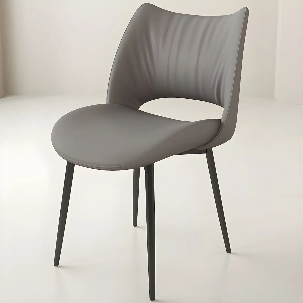 Modern Leather Open Back Dining Chair — White