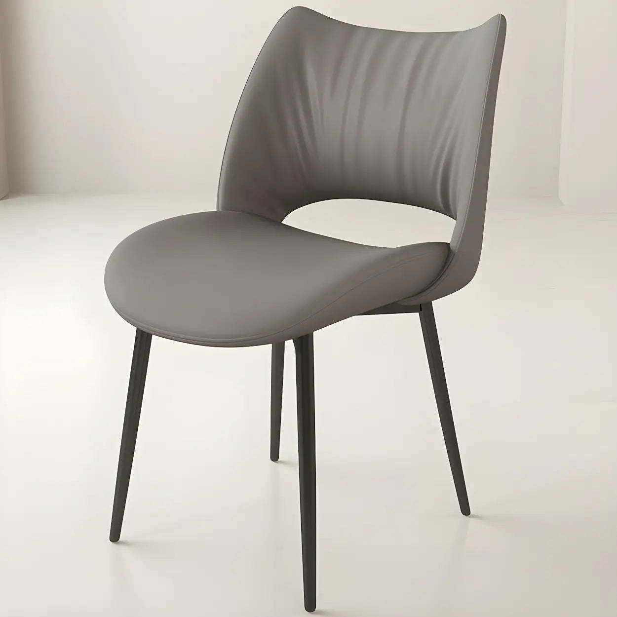 Gray leather open back office chairs - modern