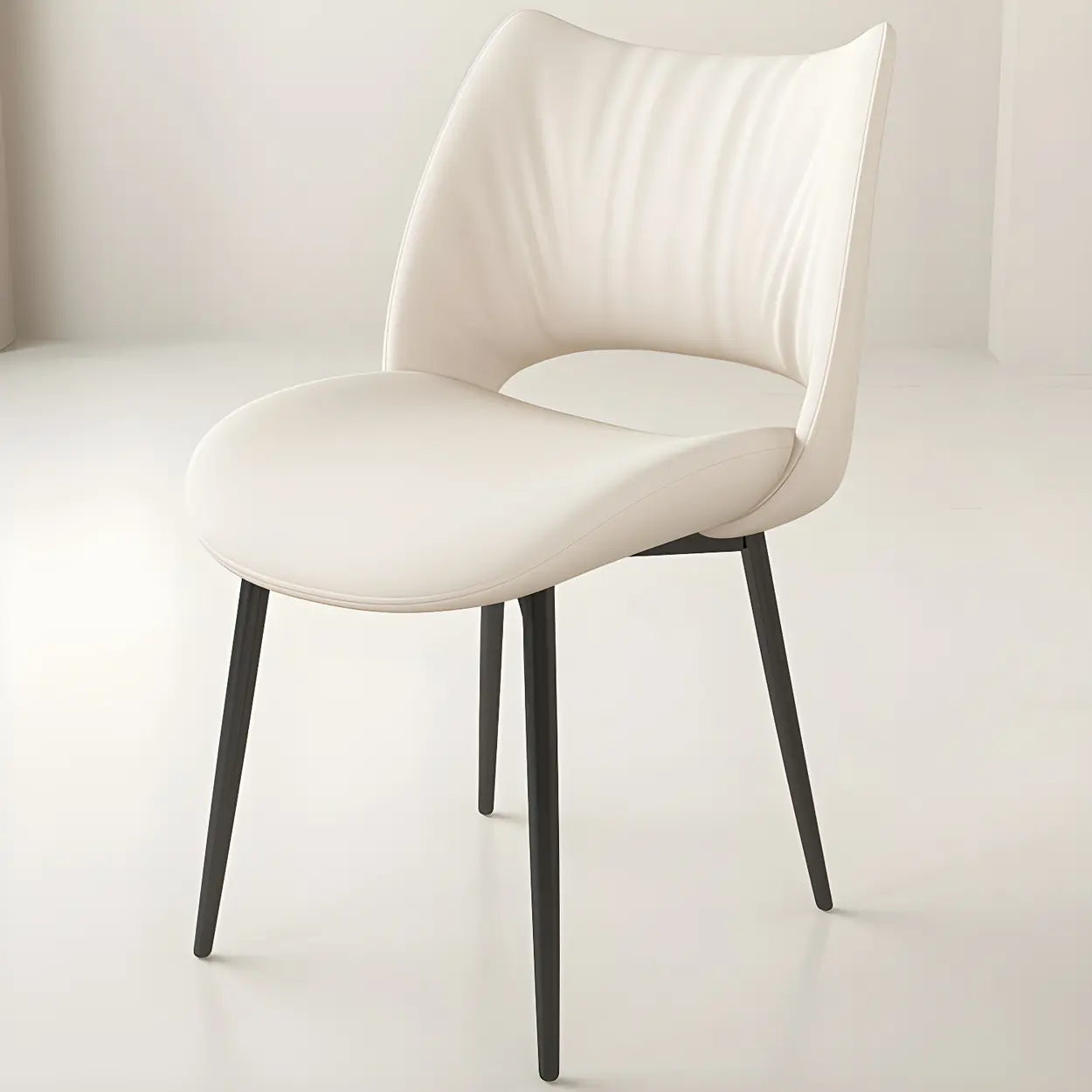 Modern Leather Open Back Dining Chair — Orange