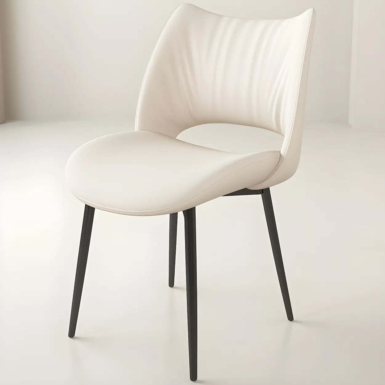 Modern Leather Open Back Dining Chair — Orange