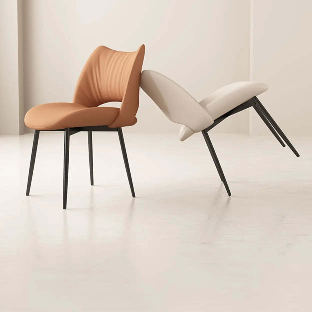 Modern Leather Open Back Dining Chair