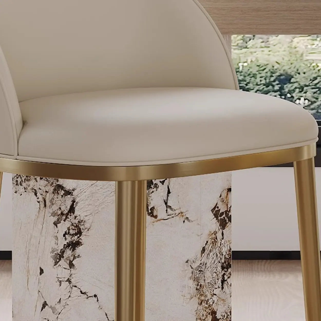 Modern Leather Padded Low Back Counter Bar Stool — Orange