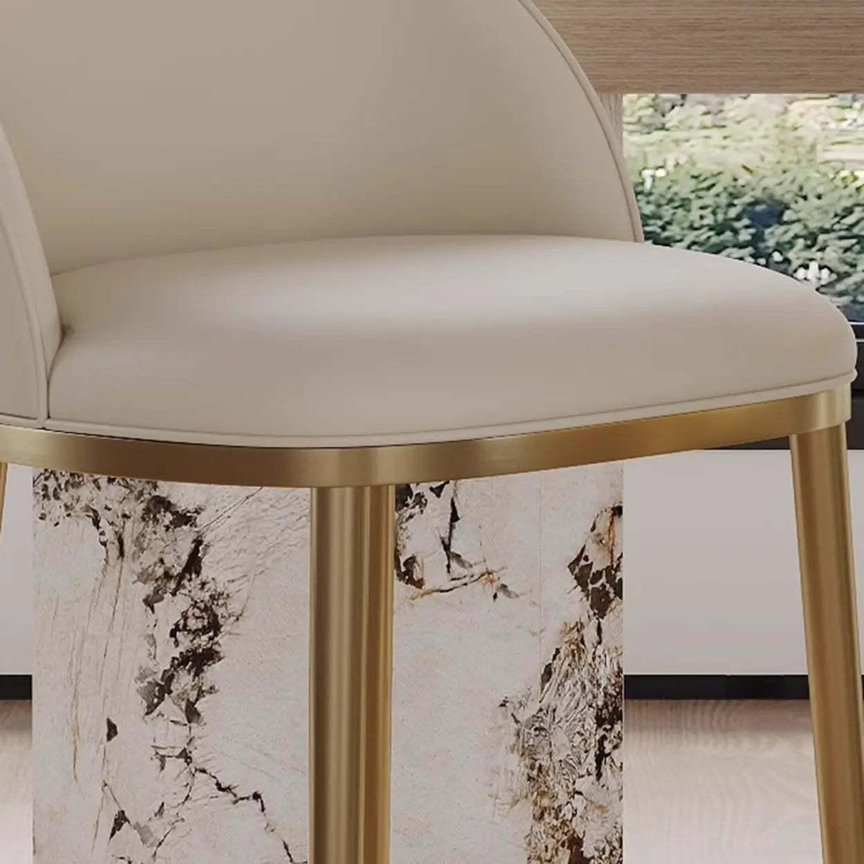 Modern Leather Padded Low Back Counter Bar Stool — Orange