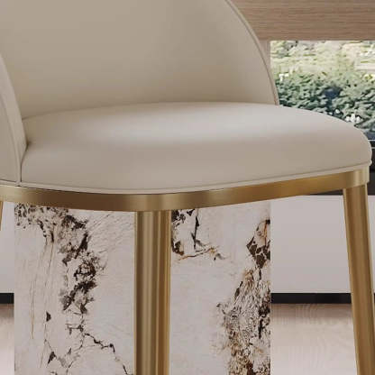 Modern Leather Padded Low Back Counter Bar Stool — Orange